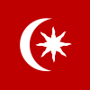 Image of the flag of Constantinople, a star and crescent on a red background.