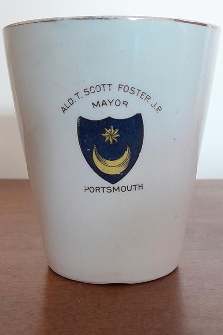 Coronation mug featuring the Star and Crescent, Portsmouth coat of arms