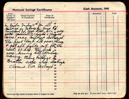 Portsmouth Blitz diary entry for January 10th 1941