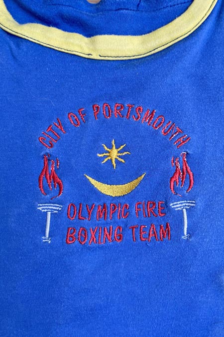 Star and Crescent on the Portsmouth Olympic Fire Boxing Team shirt
