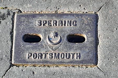 Drain cover at Eastney featuring the Star and Crescent