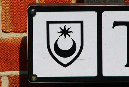 Road sign with Star and Crescent symbol, Portsmouth
